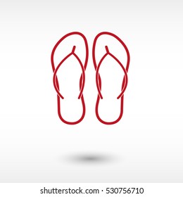 Beach sandals - red vector  icon with shadow