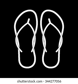 Beach sandals - white vector icon