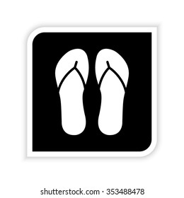 Beach sandals -  white vector icon
