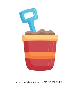beach sandbucket with shovel icon