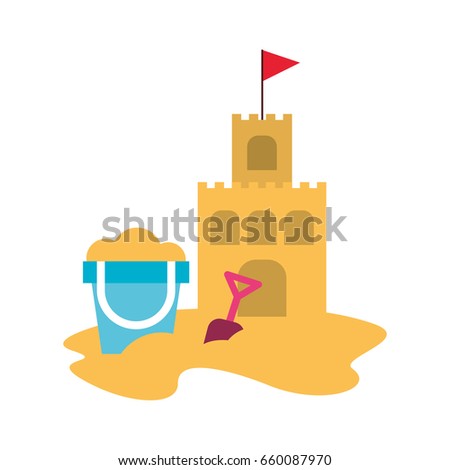 beach sandcastle with sand bucket