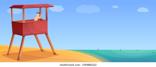 Beach save life concept banner. Cartoon illustration of beach save life vector concept banner for web design