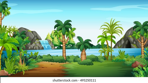 Beach scene with palms