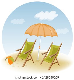 Beach scene. Summer holiday poster