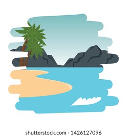 beach scene summer landscape icon