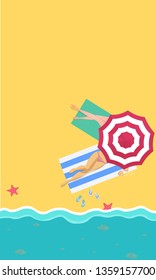 the beach scene from the top in summer.vector illustration with paper art style. happy holiday - Vector