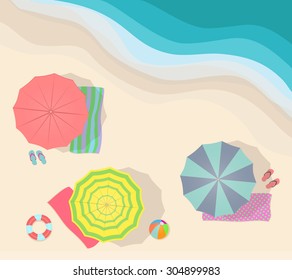 Beach scene top view