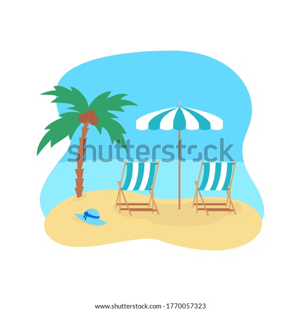 Beach Scene Umbrella Beach Chairs Summer Stock Vector (Royalty Free ...