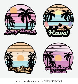 
beach scene vector illustration with retro vintage theme