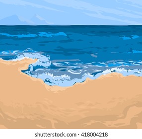 Beach scene vector nature seascape background