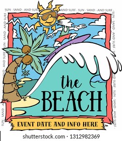 a Beach Scene/Frame/Border for TShirts and Events