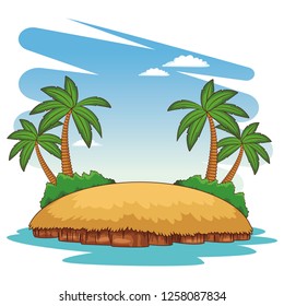 Beach scenery cartoon
