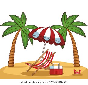 Beach scenery cartoon