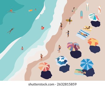 Paisaje de playa durante la temporada de vacaciones de verano