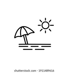 Icono de la playa en un estilo moderno y plano.  diseño simple para gráficos, logotipos, sitios web, medios sociales, interfaz de usuario, aplicaciones móviles, EPS10