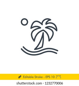 Beach (Scenery) Icon / Vector - In Line / Stroke Design