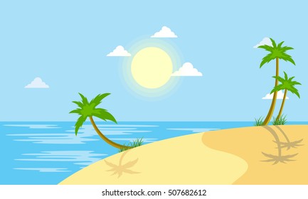 Paisaje de playa con vectores solares