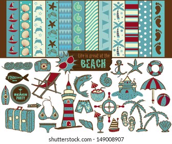 Beach Scrapbook Set with Patterns