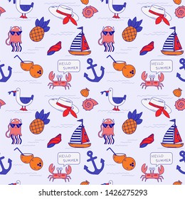 beach sea animals summer pattern