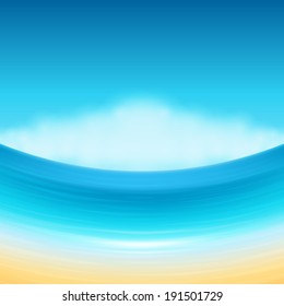 Beach sea with clouds summer holidays vector background.