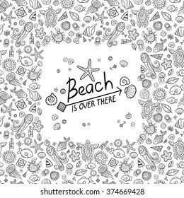 beach and sea doodles, holiday at the seaside