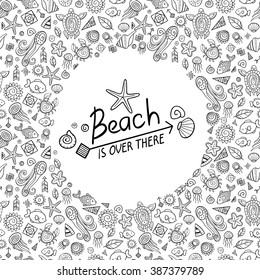 beach and sea doodles, holiday at the seaside