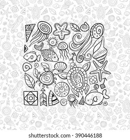 beach and sea doodles, holiday at the seaside
