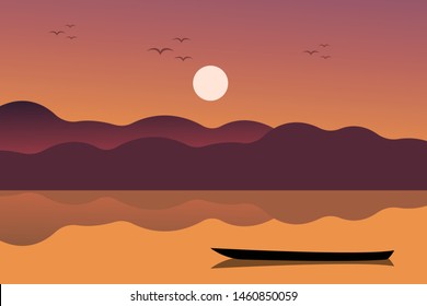 Beach sea Landscape. vector modern background illustration.
