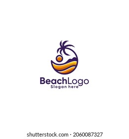 Diseño de logotipo de playa y mar