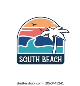 Beach, Sea logo design Vector illustration