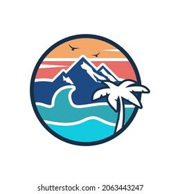 Beach, Sea logo design Vector illustration