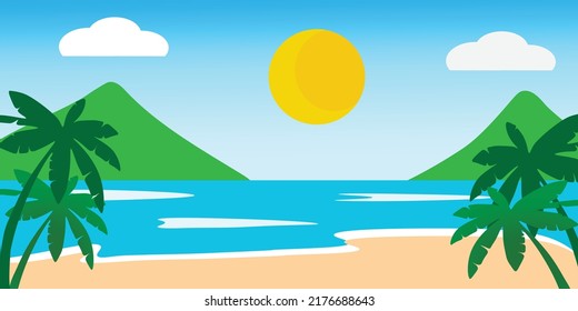 beach and sea natural scenery tropical beach vector background