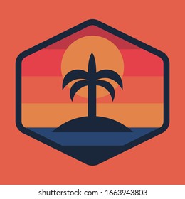 Beach sea nature wild badge patch pin graphic illustration vector art t-shirt design