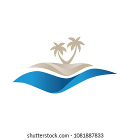 beach, sea and palms. abstract logo element