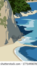 Playa del mar con rocas y árboles