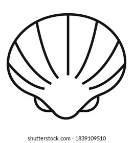 Icono de la concha de la playa. Esquema del icono del vector de la concha marina de playa para el diseño web aislado en fondo blanco