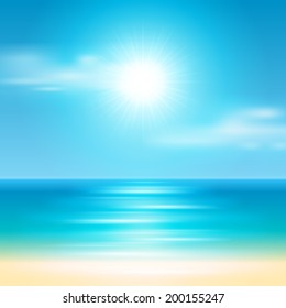 Beach sea and sun summer holidays vector background. 