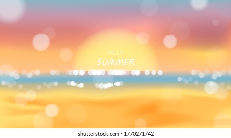 Beach and sea sunlight, summer holidays vector illustration