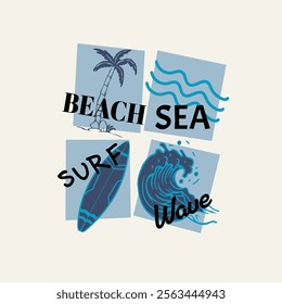 Beach sea surf wave graphic print design