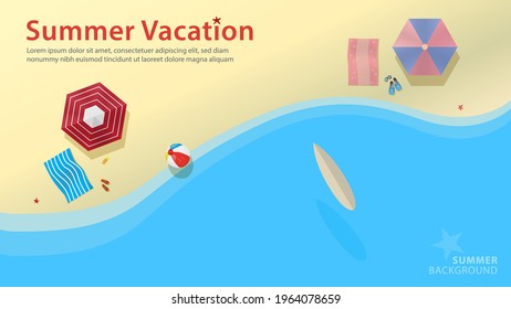 Beach and Sea Top View Vector Illustration for Summer Holiday Concept Background.