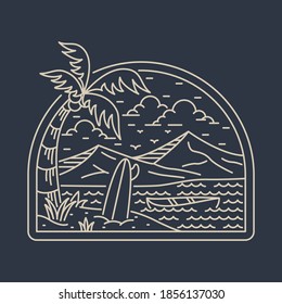 Beach and sea. Wild nature graphic illustration vector art t-shirt design