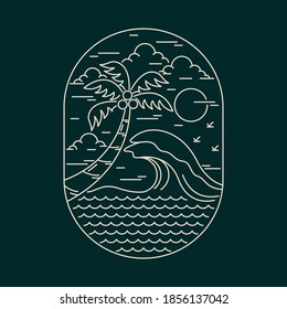 Beach and sea. Wild nature graphic illustration vector art t-shirt design
