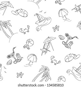 beach seamless pattern on white eps 8