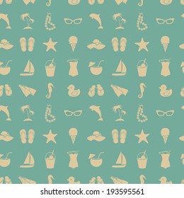 Beach seamless pattern. Vector, EPS 8.