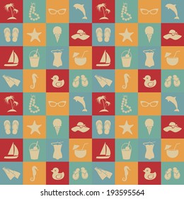 Beach seamless pattern. Vector, EPS 8.