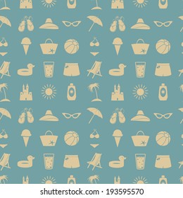 Beach seamless pattern. Vector, EPS 8.