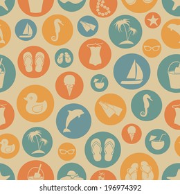 Beach seamless pattern. Vector, EPS 8.