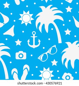 Beach seamless texture, summer background, season, beach, vector illustration