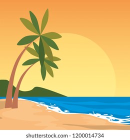 beach seascape scene icon
