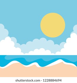 beach seascape scene icon